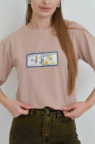 Футболка з принтом 100$ (S) 4991 фото